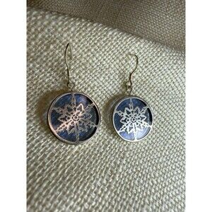 Sterling Silver Blue Abalone Snowflake Dangle Earrings – Winter Holiday